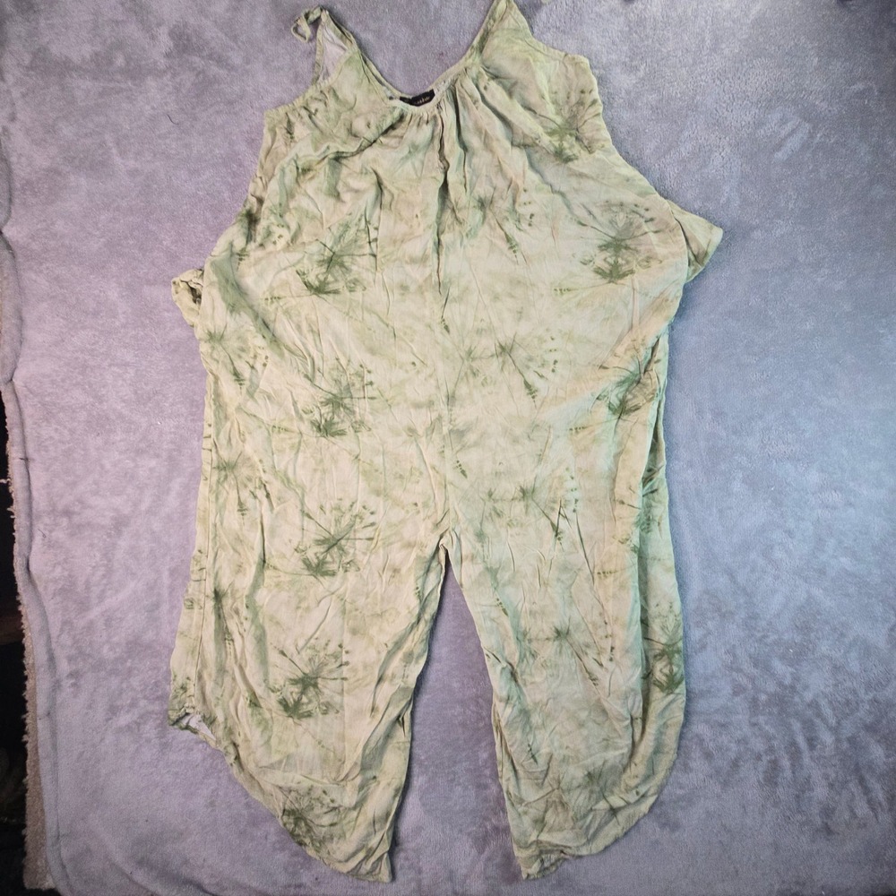 Boho Harem Jumpsuit Medium Green Tie Dye Hippie Festival Loungewear